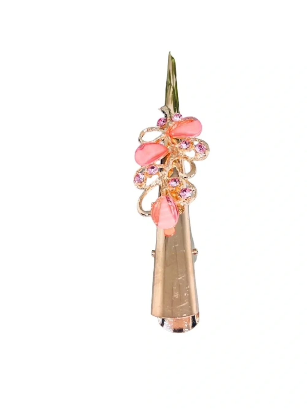 Gold-Tone Pink Crystal Floral Hair Clip FINAL PRICE DROP